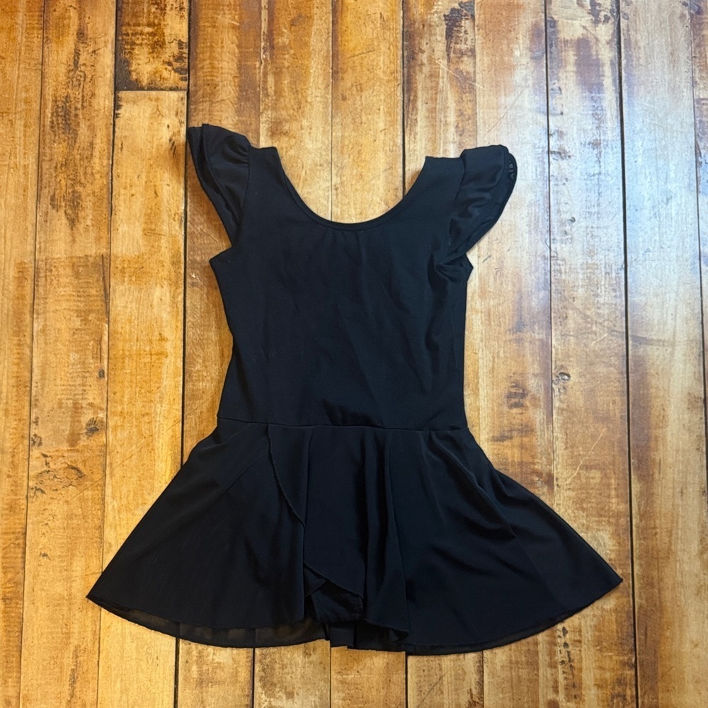 Dance Leotard Black size 8 skirt cotton ballet tap jazz